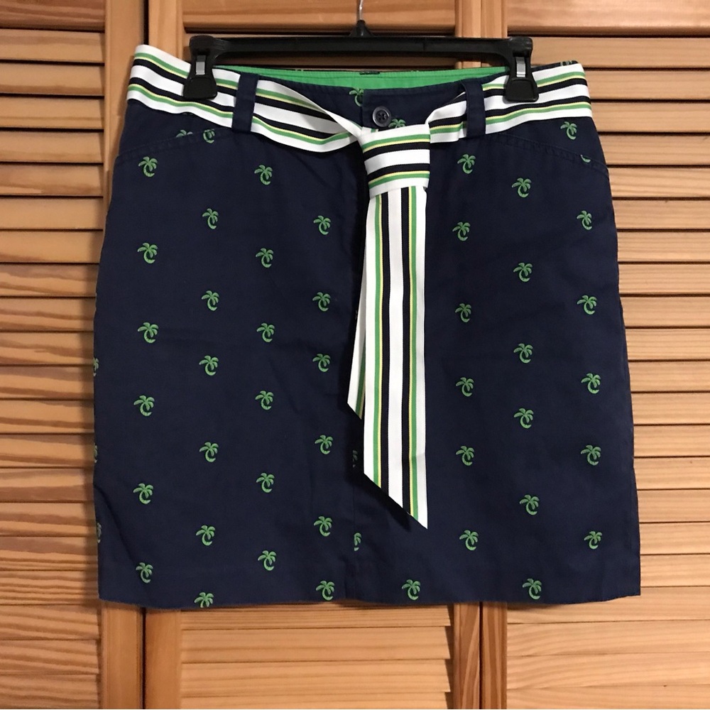 Lilly Pulitzer Navy and Green Embroidered Mini Skirt EUC